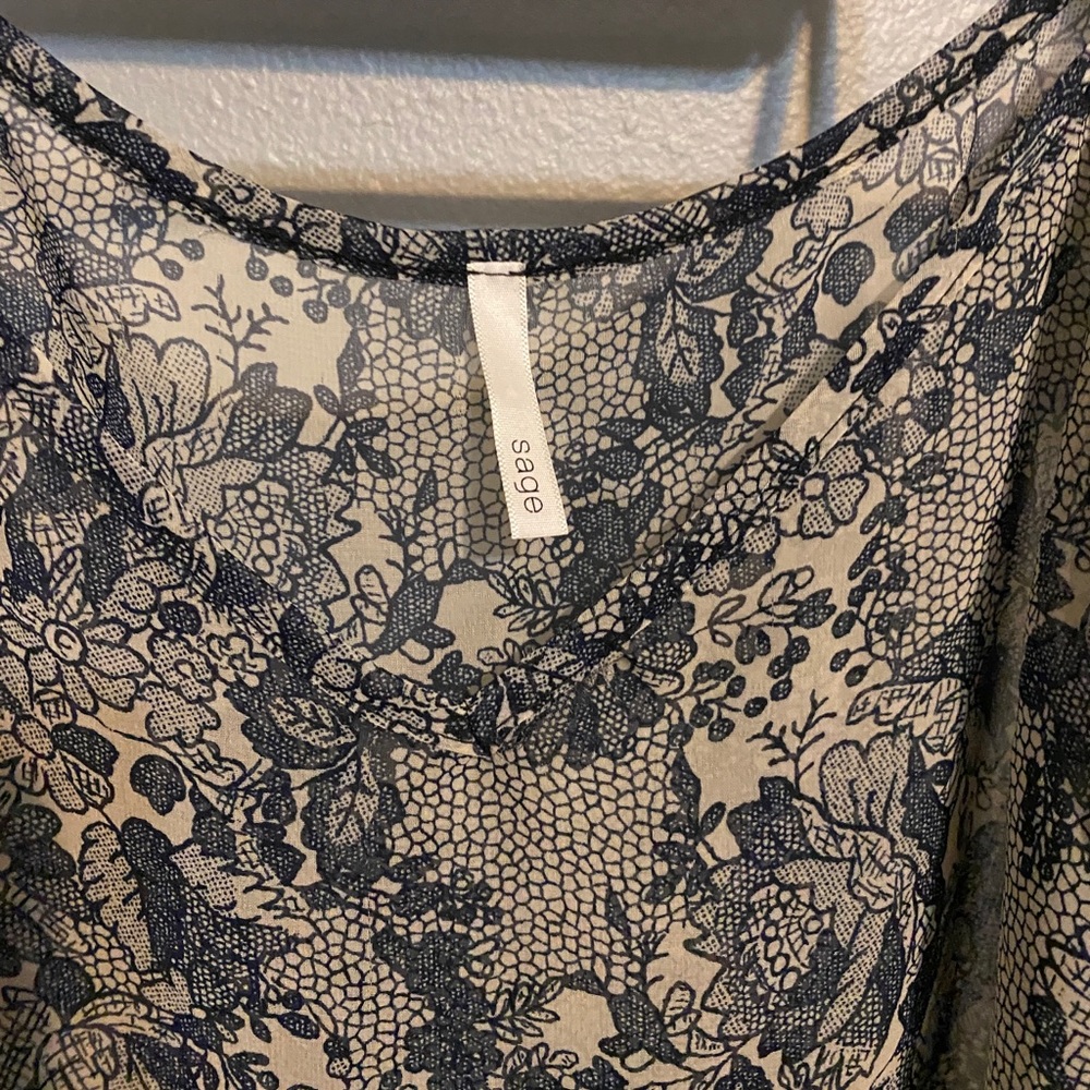 Sage Cold Shoulder semi Sheer Blouse
